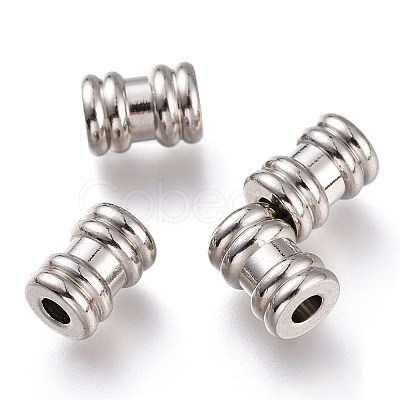 202 Stainless Steel Groove Beads STAS-I168-09P-1