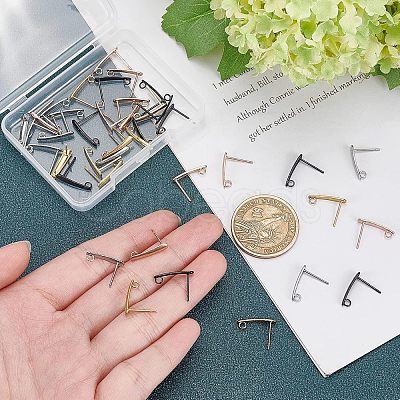 Unicraftale 40Pcs 4 Color PVD Vacuum Plating 304 Stainless Steel Stud Earring Findings STAS-UN0023-91-1