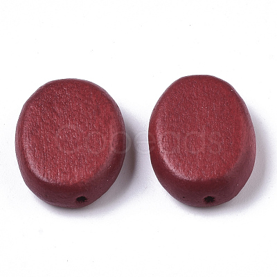 Painted Natural Wood Beads WOOD-R265-06F-1