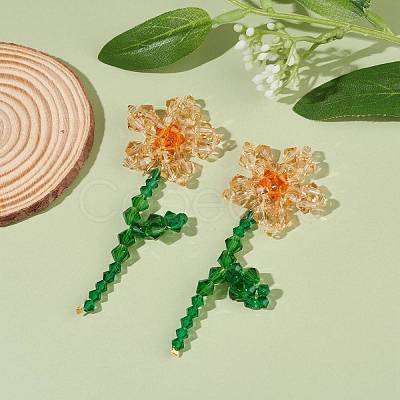 Imitation Austrian Crystal Flower of Life Dangle Stud Earrings X1-EJEW-TA00029-02-1