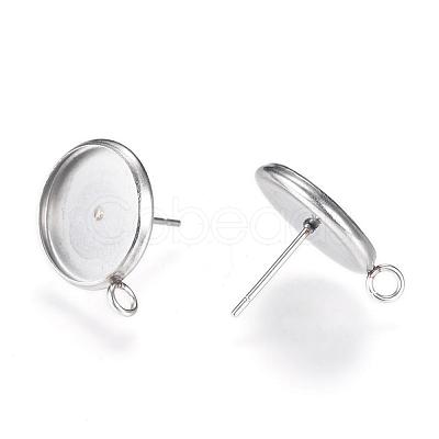 Non-Tarnish 304 Stainless Steel Stud Earring Settings MAK-R012-03-1