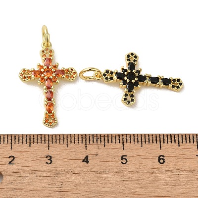 Brass Micro Pave Cubic Zirconia Pendants KK-R162-049G-1