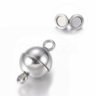 Tarnish Resistant 304 Stainless Steel Magnetic Clasps with Loops X-STAS-K006-5.5mm-04C-1