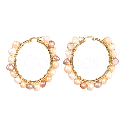 Vintage Natural Pearl Beads Earrings for Girl Women EJEW-JE04643-04-1