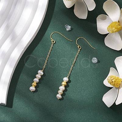 Natural Pearl Dangle Earrings EJEW-P286-42G-1