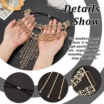 Alloy Rhinestone Chain Tassel Face Eye Mask for Women AJEW-WH0258-810G-1