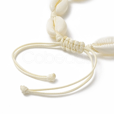 Narural Cowrie Shell Braided Bead Anklet for Women AJEW-AN00527-01-1