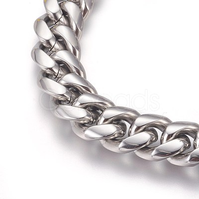 Tarnish Resistant 201 Stainless Steel Curb Chain Bracelets BJEW-P244-01P-1