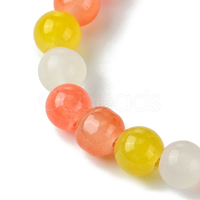 8mm Baking Painted Imitation Jade Glass Round Beaded Stretch Kids Bracelets for Girls Boys BJEW-JB10895-1