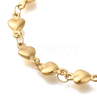 Ion Plating(IP) 304 Stainless Steel Heart Link Bracelets for Women BJEW-H613-05G-1