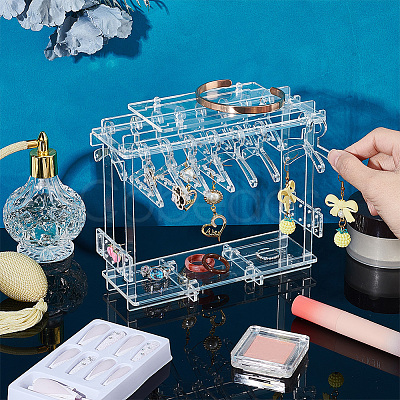 PandaHall Elite 1 Set Transparent Acrylic Earring Display Stands EDIS-PH0001-28-1