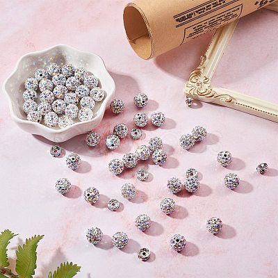 100Pcs Polymer Clay Rhinestone Round Beads RB-SZ0001-04-1