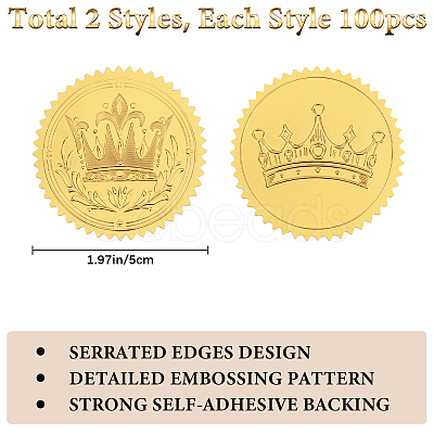 CRASPIRE 50 Sheets 2 Styles Self Adhesive Gold Foil Embossed Stickers DIY-CP0010-49-1