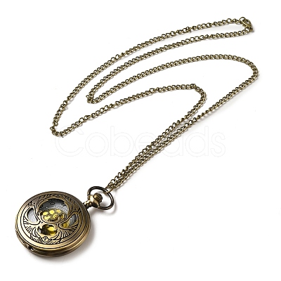 Alloy Glass Pendant Pocket Necklace WACH-S002-14AB-1