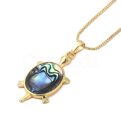 Rack Plating Natural Paua Shell Pendants Necklace NJEW-B104-01J-01G-1