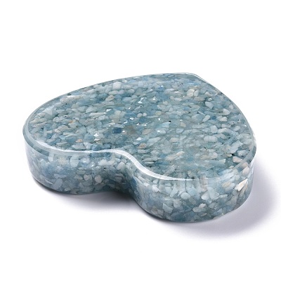 Resin with Natural Aquamarine Chip Stones Ashtray DJEW-F015-03F-1