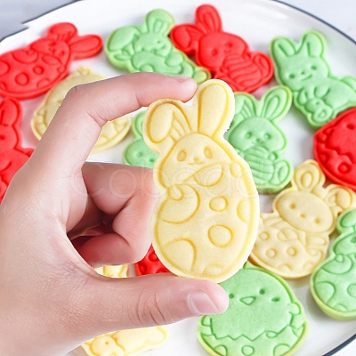 6Pcs 6 Styles Easter Theme Plastic Cookie Cutters EAER-PW0001-069-1