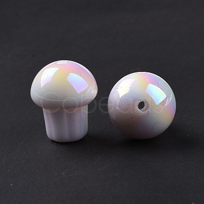 UV Plating Rainbow Iridescent Opaque Acrylic Beads OACR-C010-07F-1