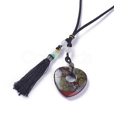 Natural Dragon Blood Pendant Necklaces NJEW-P241-D02-1