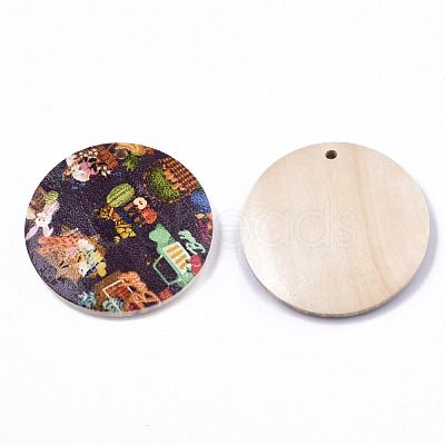 Printed Wood Pendants WOOD-S045-102A-04-1