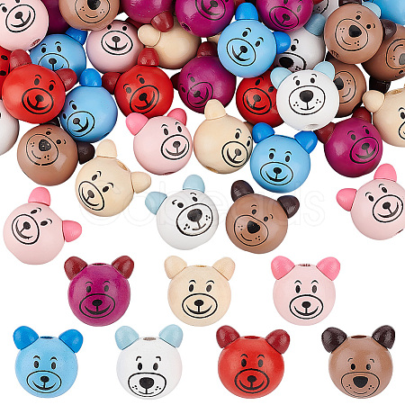 PandaHall Elite 56Pcs 7 Styles Natural Wooden European Beads WOOD-PH0002-74-1