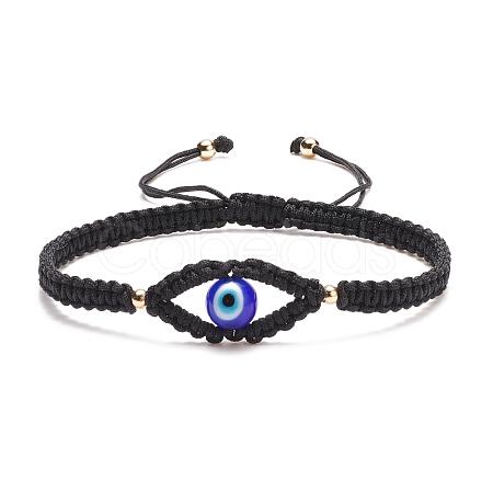 Lampwork Evil Eye Braided Bead Bracelet BJEW-TA00160-01-1