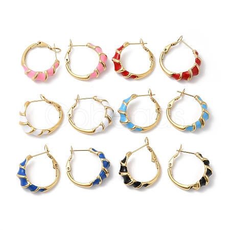 Ion Plating(IP) Enamel Croissant Hoop Earrings EJEW-Q704-07G-1