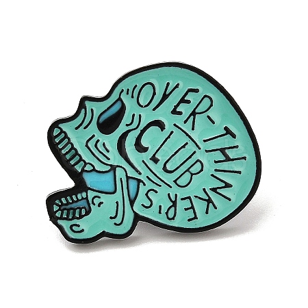 Gothic Over-Thinker Club Skull Alloy Enamel Pins Brooches for Backpack Clothes JEWB-S028-09B-1