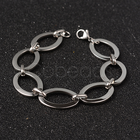 Oval 304 Stainless Steel Link Bracelets BJEW-M192-51P-1