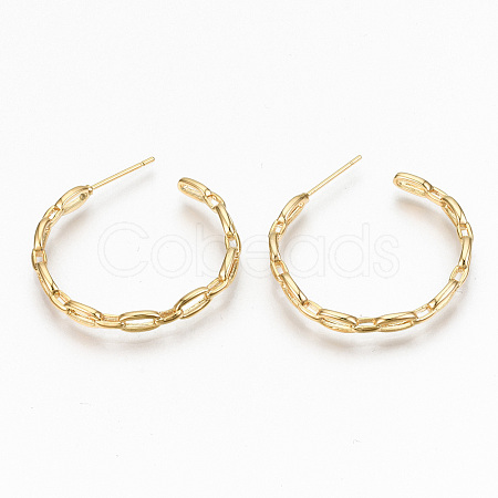 Brass Half Hoop Earrings KK-R117-055G-NF-1