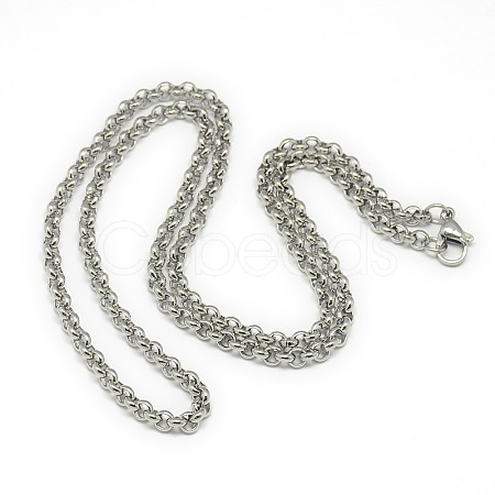 Trendy Unisex 201 Stainless Steel Cross Rolo Chain Necklaces X-NJEW-L043B-09P-1