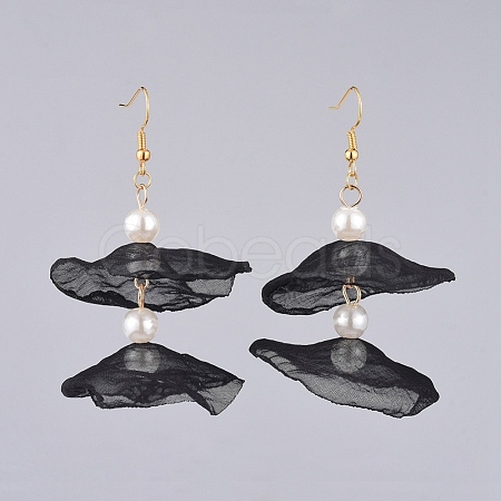 Organza Fabric Dangle Earrings EJEW-JE03842-01-1