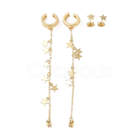 Rack Plating Brass Cuff Earrings for Women EJEW-G394-07C-G-1