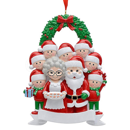 Resin Santa Claus Family Pendant Decorations XMAS-PW0006-07-1