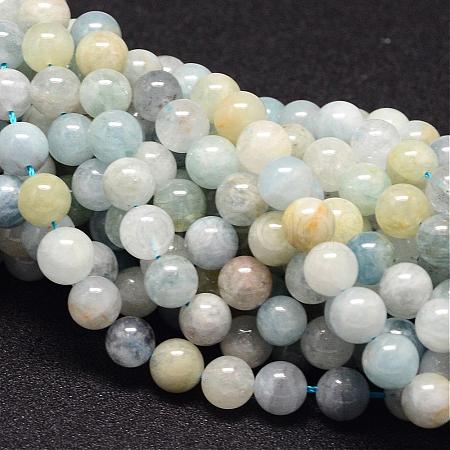 Natural Aquamarine Beads Strands G-P132-10-6mm-1