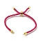 Braided Cotton Cord Slider Bracelet Making, with Rack Plating Brass Findings, Real 18K Gold Plated, Camellia, 8-5/8x1/8 inch(22x0.3cm), Hole: 2mm