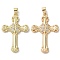 Brass Micro Pave Cubic Zirconia Pendants, Cross, Real 18K Gold Plated, 34x22x3mm, Hole: 5x3.5mm