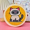 DIY Punch Embroidery Beginner Kits for Beginners, including Embroidery Fabric & Hoop & Yarn, Punch Needle Pen, Instruction, Cat Shape, 200mm