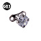 G23 Titanium Cubic Zirconia Dermal Anchor Base/Top for Women Men, Flat Round, Stainless Steel Color, 4mm, Pin: 1.2mm