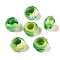 Two Tone Glass European Beads, Large Hole Beads, Faceted Rondelle, Lime Green, 14x8mm, Hole: 5.5~6mm