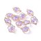 Glass Links connectors, with Eco-Friendly Alloy Open Back Berzel Findings, Flower, Light Gold, Lilac, 15.5x12x5mm, Hole: 1.4mm