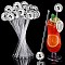 Disco Ball Plastic Cocktail Stirrers, Stirring Rods, Round, Silver, 205mm