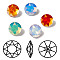 Light AB Style Eletroplate K9 Glass Rhinestone Cabochons, Pointed Back & Back Plated, Faceted, Flat Round, Mixed Color, 10x5mm