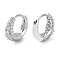 Brass Micro Pave Clear Cubic Zirconia Hoop Earrings for Women, White, Platinum, 13.5x15x5.5mm