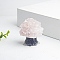 Resin Tree Display Decoration, with Natural Rose Quartz Chips inside Statues for Home Office Decorations, 50x42mm