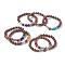 Dyed Wood Round Beads Stretch Bracelets, Stackable Bracelets, with Natural & Synthetic Gemstone/Resin Beads, Tibetan Style Antique Silver Plated Alloy Elephant Beads & Spacer Beads, 2 inch(5.1cm), 7pcs/set