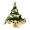 Christmas Alloy Colorful Rhinestone Brooches, Christmas Enamel Pins, Christmas Tree, 44.5x37.5mm