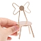 Miniature Alloy Backrest Butterfly Chair, for Dollhouse Accessories Pretending Prop Decorations, Light Gold, 85x94mm