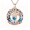 Alloy Pendant Necklaces, Cable Chain, with Glass Pendants, Flat Round, Rose Gold, 17.72 inch(45cm)