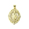 Real 18K Gold Plated Brass Micro Pave Cubic Zirconia Pendants, Oval with Virgin Mary Pattern Charms, Clear, 27x20x3.5mm, Hole: 3x4mm